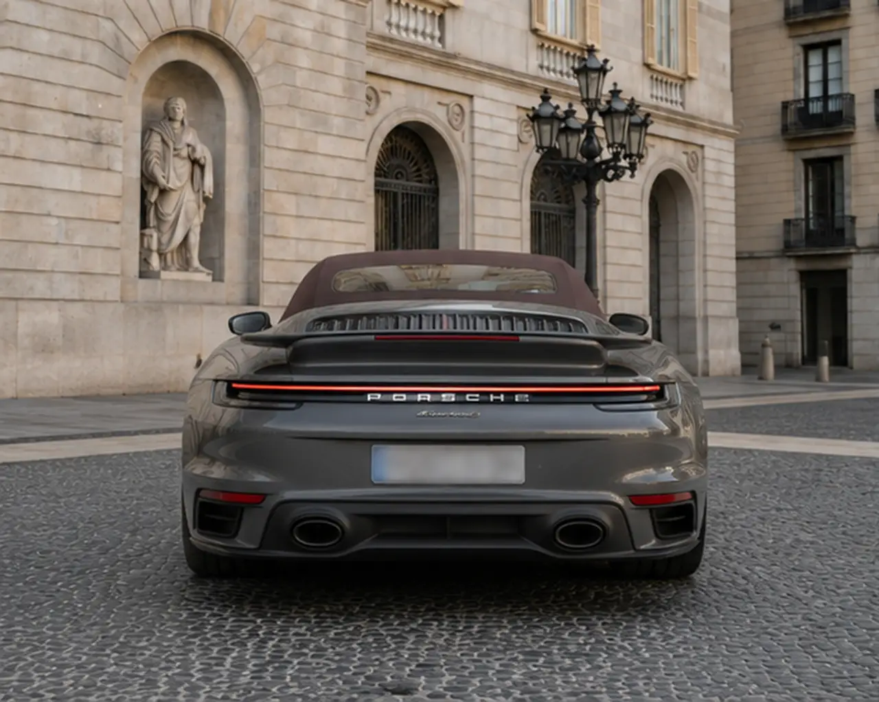 Porsche 911 992 Carrera Turbo S Cabrio 2026, rear view — Lisbon Luxury Car Rental, Lisbon. The 2026 Porsche 911 992 Carrera Turbo S Cabrio pairs 650 hp with the kind of chassis…