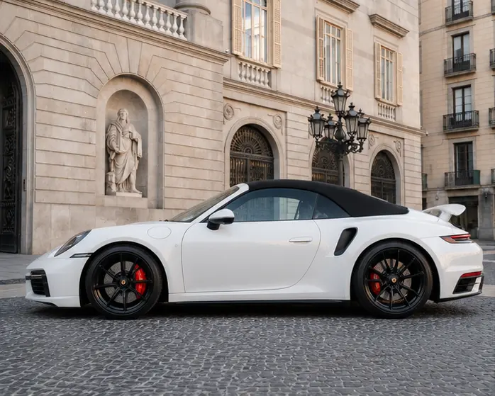 Porsche 911 Carrera S Cabrio (992) 2025, exterior — Lisbon Luxury Car Rental, Lisbon. The 2025 Porsche 911 Carrera S Cabrio (992) carries 480 hp with the composure Porsche's…