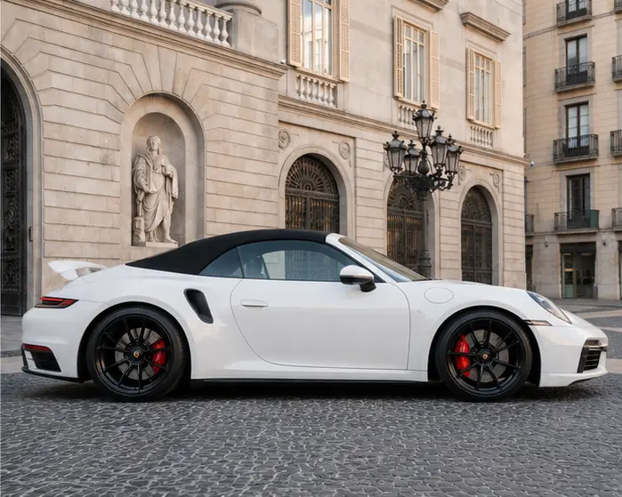 Porsche 911 Carrera S Cabrio (992) 2025, front view — Lisbon Luxury Car Rental, Lisbon. The 2025 Porsche 911 Carrera S Cabrio (992) carries 480 hp with the composure Porsche's…