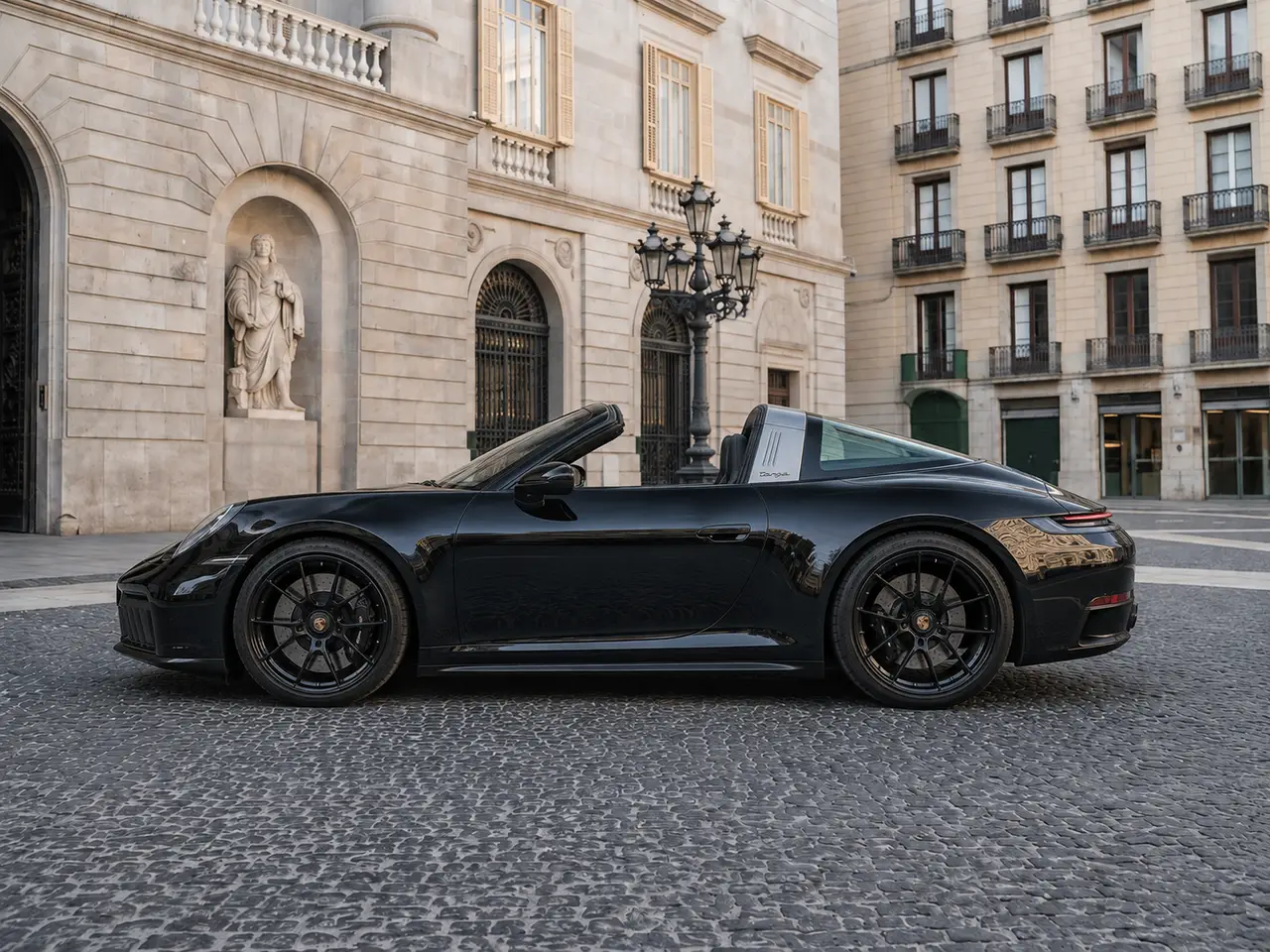 Porsche 911 Targa 2025, exterior — Lisbon Luxury Car Rental, Lisbon. The 2025 Porsche 911 Targa pairs the 911's low, deliberate stance with a retractable roof…
