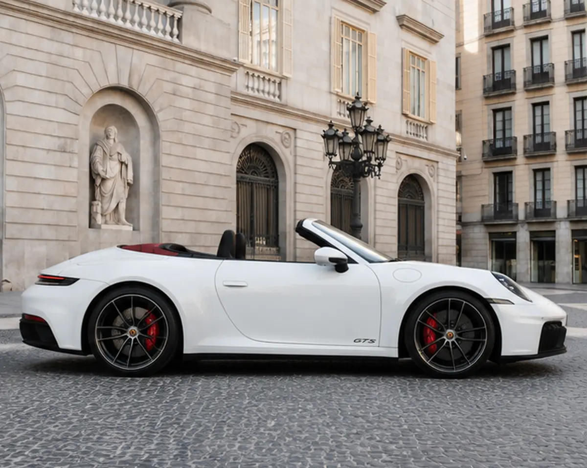Porsche 992.2 Carrera 4 GTS Cabrio 2025, front view — Lisbon Luxury Car Rental, Lisbon. The 2025 Porsche 992.2 Carrera 4 GTS Cabrio carries 540 hp through all four wheels, and…
