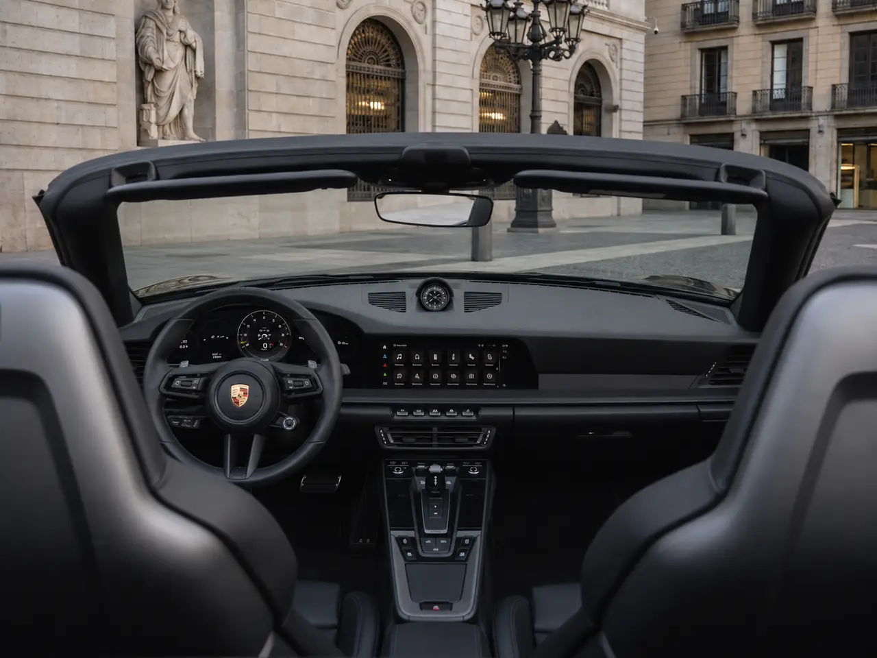 Porsche 992 Carrera 4 GTS Cabrio 2024, interior — Lisbon Luxury Car Rental, Lisbon. The Porsche 992 Carrera 4 GTS Cabrio pairs a 480 hp flat-six with all-wheel drive, a…