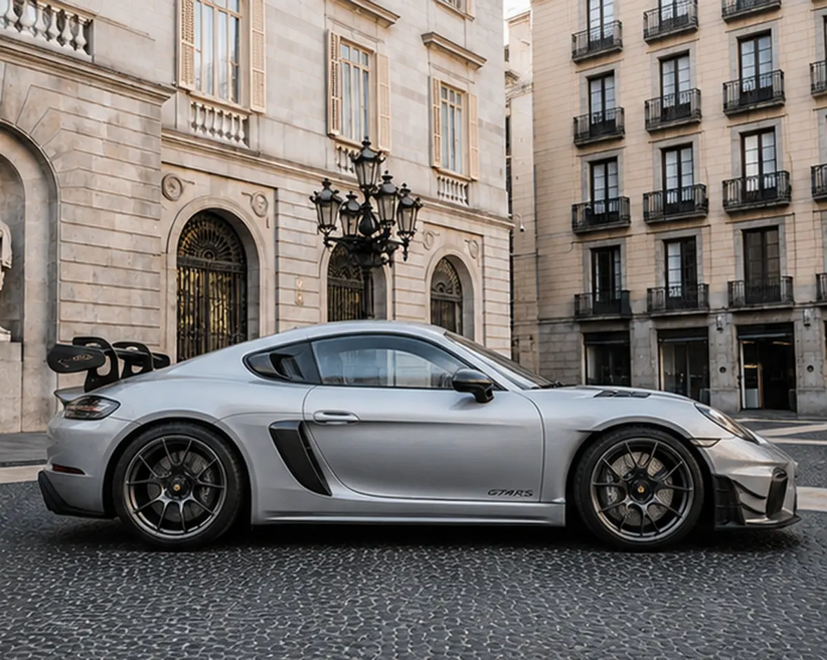Porsche GT4 RS 2024, front view — Lisbon Luxury Car Rental, Lisbon. The 2024 Porsche GT4 RS is built around one purpose: precise, engaging driving. With 500…
