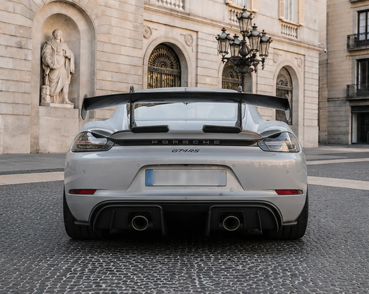 Porsche GT4 RS 2024, rear view — Lisbon Luxury Car Rental, Lisbon. The 2024 Porsche GT4 RS is built around one purpose: precise, engaging driving. With 500…