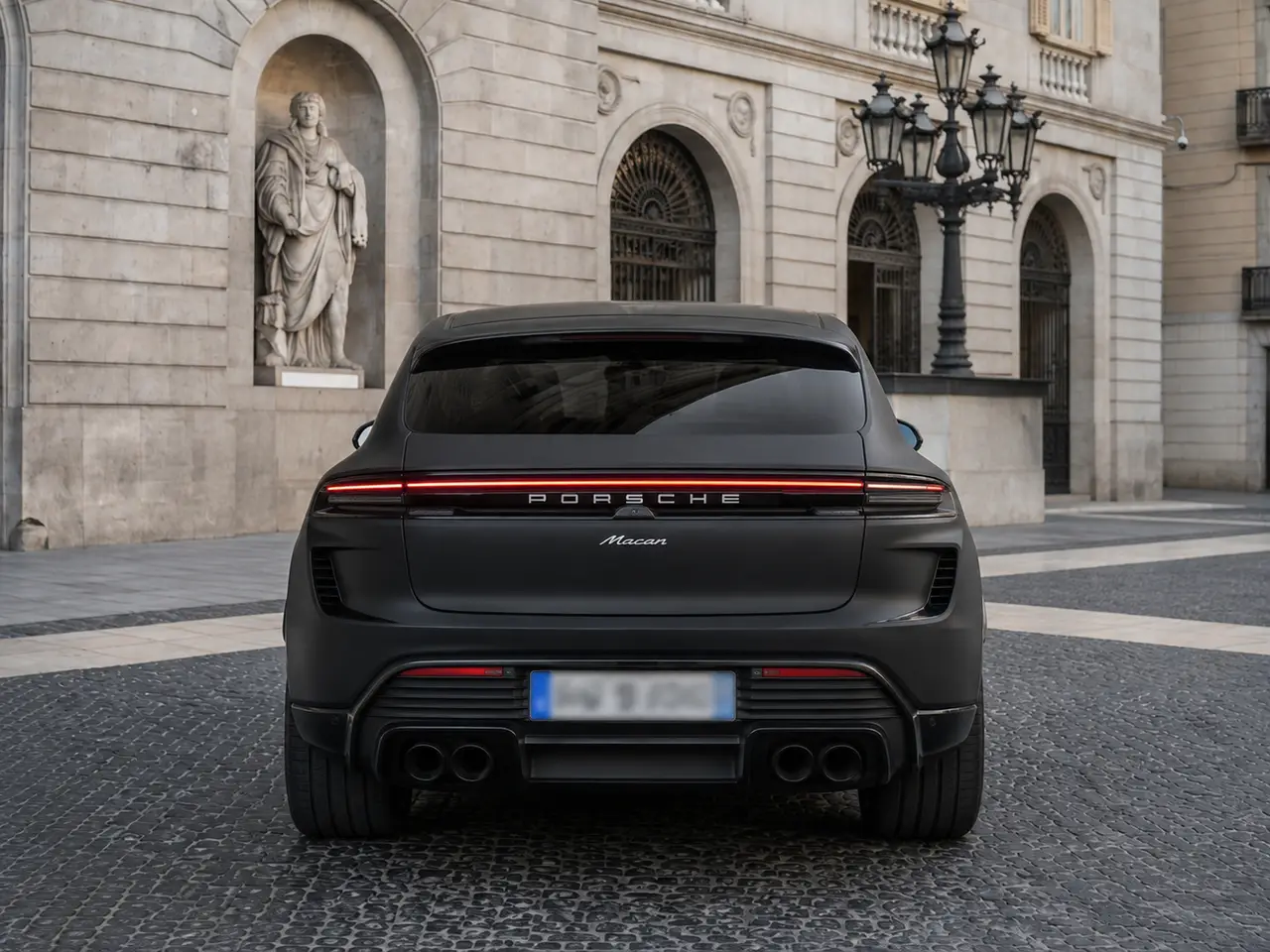 Porsche Macan 2024, rear view — Lisbon Luxury Car Rental, Lisbon. The 2024 Porsche Macan brings a compact, well-balanced footprint to a segment often…