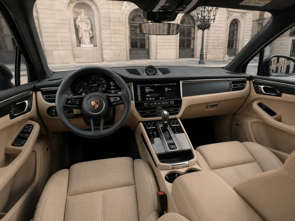 Porsche Macan 2024, interior — Lisbon Luxury Car Rental, Lisbon. The 2024 Porsche Macan brings a compact, well-balanced footprint to a segment often…