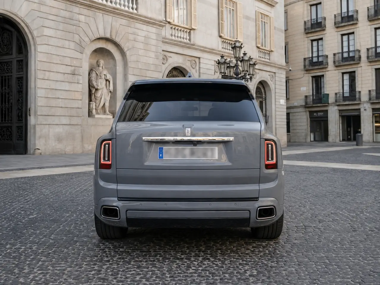 Rolls-Royce Cullinan 2025, rear view — Lisbon Luxury Car Rental, Lisbon. The Rolls-Royce Cullinan carries its size without apology. On Avenida da Liberdade or…