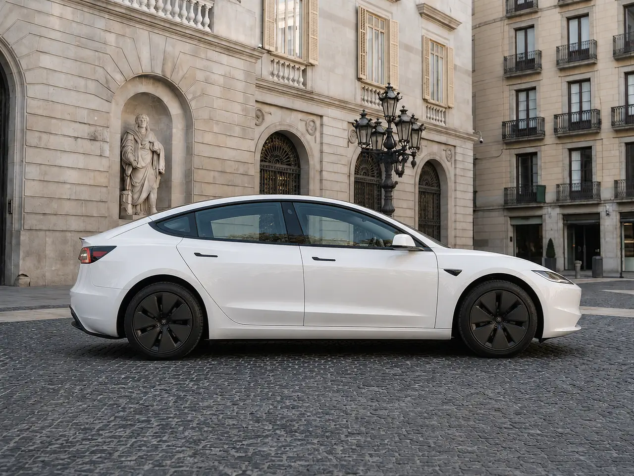 Tesla Model 3 Performance 2026, front view — Lisbon Luxury Car Rental, Lisbon. The 2026 Tesla Model 3 Performance pairs 510 hp with the instant, uninterrupted torque…