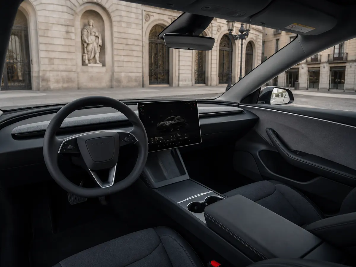Tesla Model 3 Performance 2026, interior — Lisbon Luxury Car Rental, Lisbon. The 2026 Tesla Model 3 Performance pairs 510 hp with the instant, uninterrupted torque…