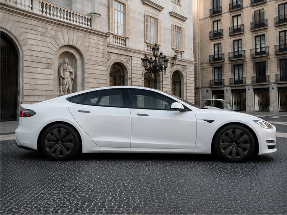 Tesla Model S Plaid 2025, front view — Lisbon Luxury Car Rental, Lisbon. The 2025 Tesla Model S Plaid puts 1020 hp behind a single press of the accelerator, with…