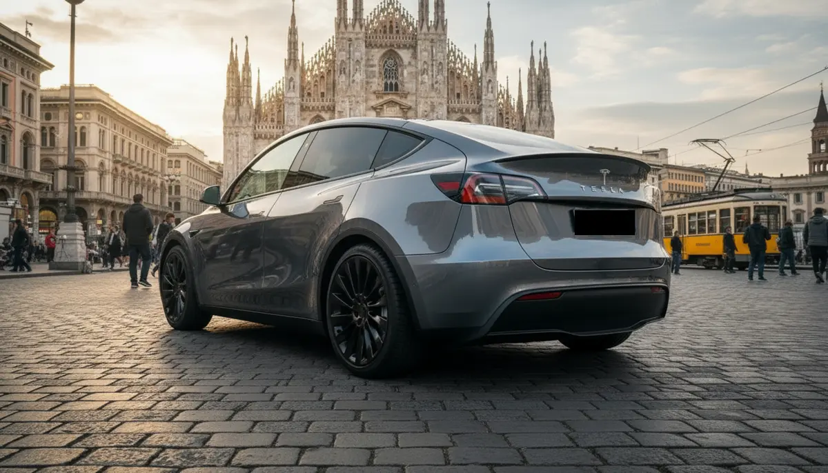 Tesla Model Y Long Range 2023, exterior — Lisbon Luxury Car Rental, Lisbon. Silent electric runs to Sintra, no fuel stops