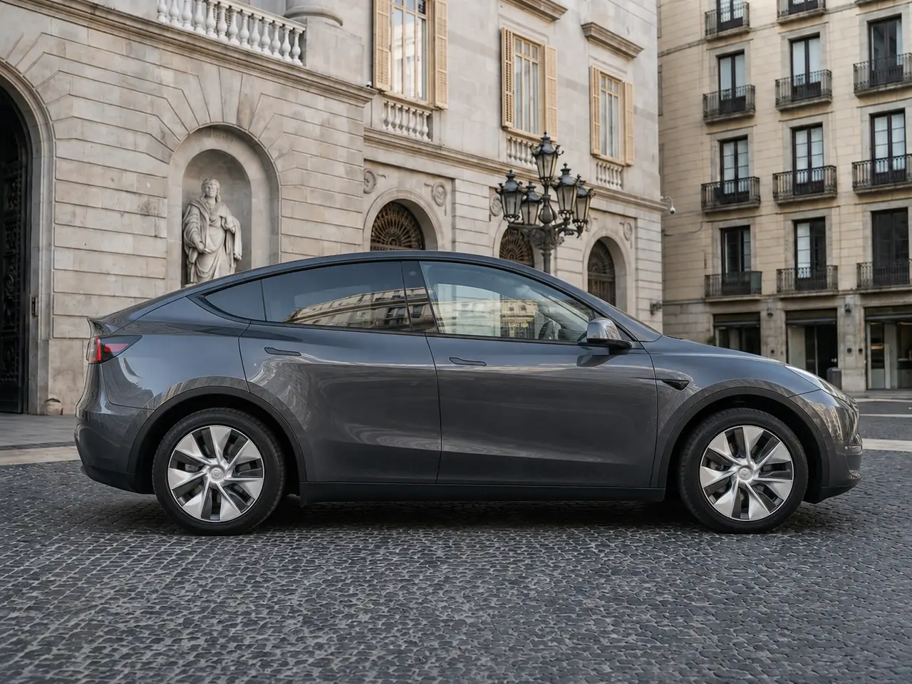 Tesla Model Y Long Range 2023, front view — Lisbon Luxury Car Rental, Lisbon. The 2023 Tesla Model Y Long Range drives differently from the rest of the fleet:…