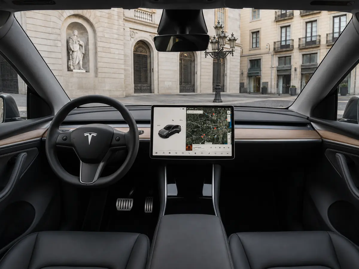 Tesla Model Y Long Range 2023, interior — Lisbon Luxury Car Rental, Lisbon. The 2023 Tesla Model Y Long Range drives differently from the rest of the fleet:…